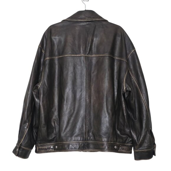 Reformation‎ Veda Marco Pitstop Brown Leather Oversized Bomber Jacket Size XL - Picture 10 of 16